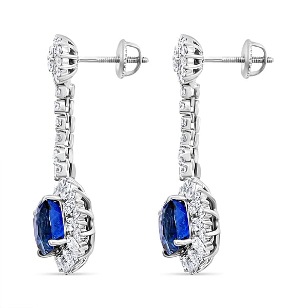 Shop Lc Chairman Vault Collection Certified & Appraised Rhapsody AAAA Ceylon Blue Sapphire And E-F VS Diamond 8.55 Ctw Earrings In 950 Platinum 11.30 Grams