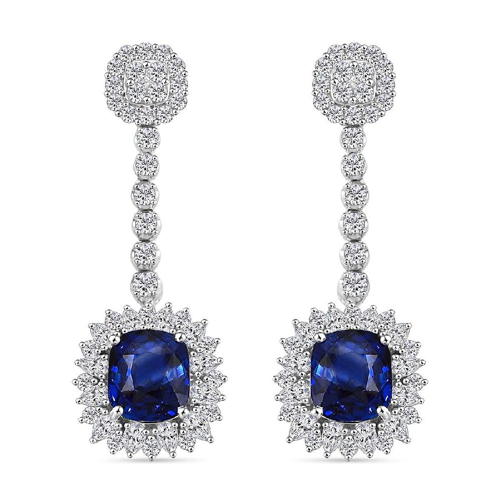 shop lc Chairman Vault Collection Certified & Appraised Rhapsody AAAA Ceylon Blue Sapphire and E-F VS Diamond 8.55 ctw Earrings in 950 Platinum 11.30 Grams