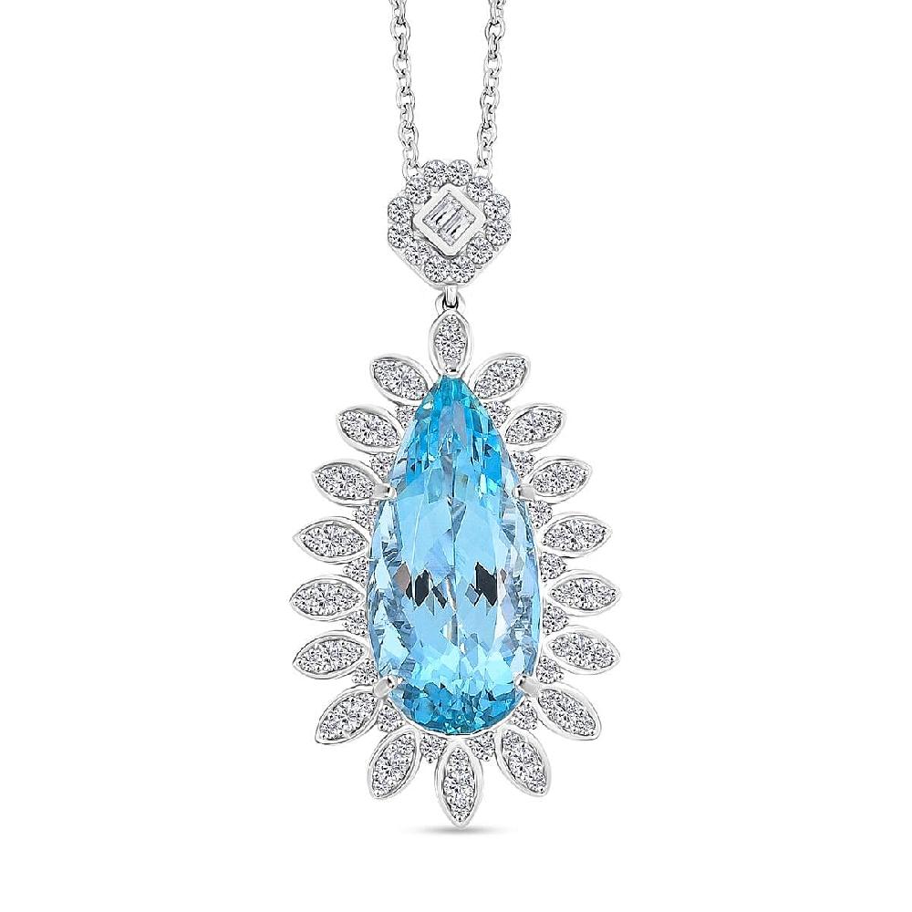 shop lc Chairman Vault Collection Certified & Appraised Rhapsody AAAA Santa Maria Aquamarine and E-F VS Diamond 17.85 ctw Pendant Necklace in 950 Platinum 18 Inches 20.75 Grams