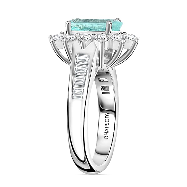 Shop Lc Chairman Vault Collection Certified & Appraised Rhapsody 950 Platinum AAAA Paraiba Tourmaline And E-F VS Diamond Ring 10.80 Grams 3.85 Ctw