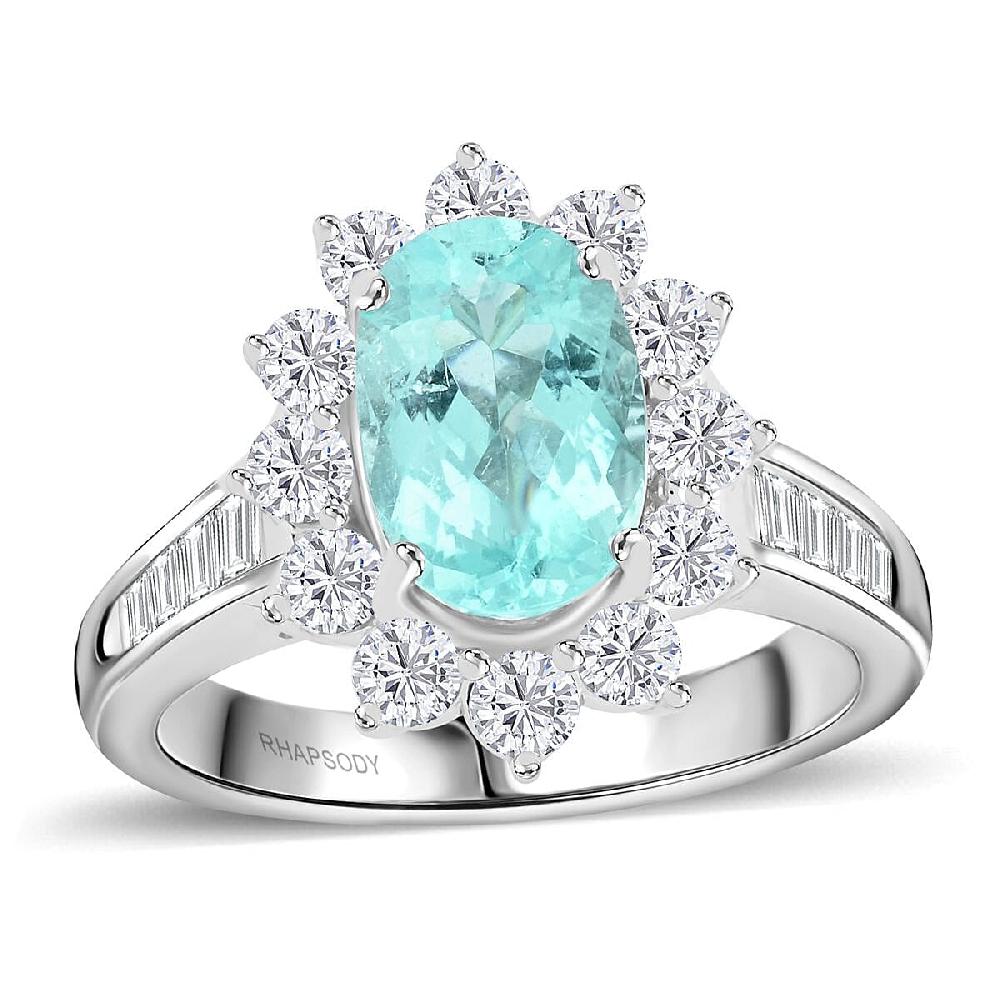 shop lc Chairman Vault Collection Certified & Appraised Rhapsody 950 Platinum AAAA Paraiba Tourmaline and E-F VS Diamond Ring 10.80 Grams 3.85 ctw