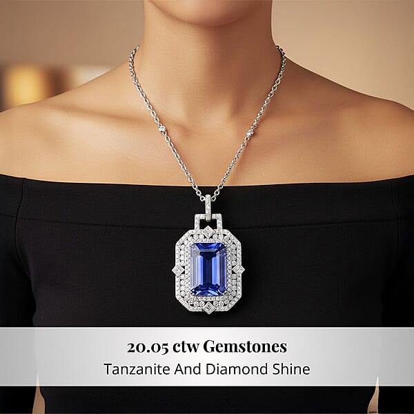Shop Lc Chairman Vault Collection Certified & Appraised Rhapsody 950 Platinum AAAA Tanzanite And E-F VS Diamond Necklace 18 Inches 20.45 Grams 20.05 Ctw