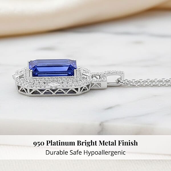 Shop Lc Chairman Vault Collection Certified & Appraised Rhapsody 950 Platinum AAAA Tanzanite And E-F VS Diamond Necklace 18 Inches 20.45 Grams 20.05 Ctw