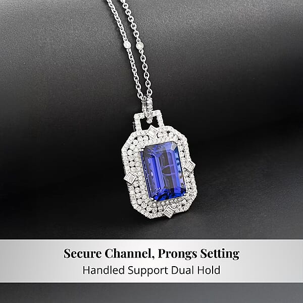 Shop Lc Chairman Vault Collection Certified & Appraised Rhapsody 950 Platinum AAAA Tanzanite And E-F VS Diamond Necklace 18 Inches 20.45 Grams 20.05 Ctw