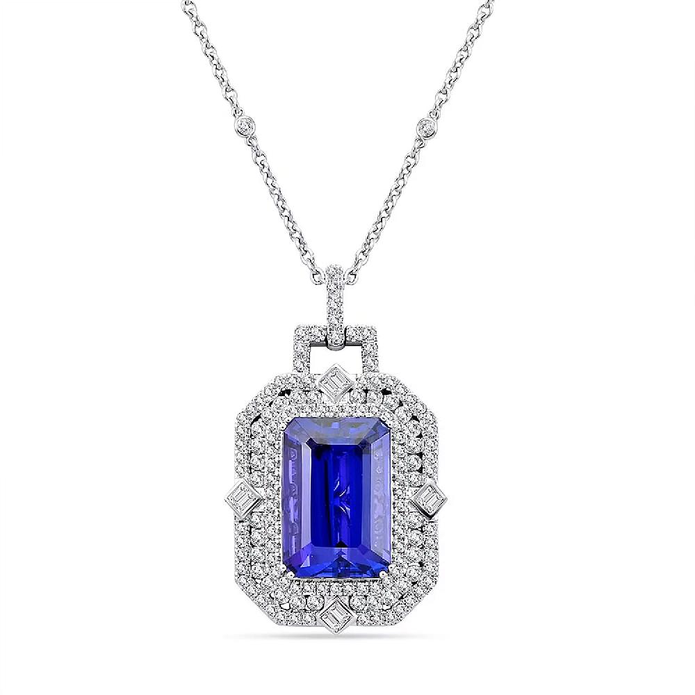 shop lc Chairman Vault Collection Certified & Appraised Rhapsody 950 Platinum AAAA Tanzanite and E-F VS Diamond Necklace 18 Inches 20.45 Grams 20.05 ctw
