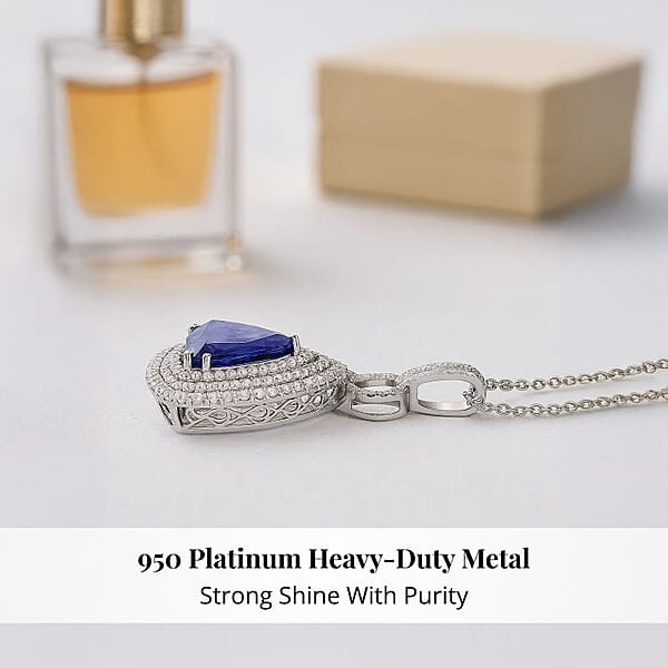 Shop Lc Chairman Vault Collection Certified & Appraised Rhapsody 950 Platinum AAAA Tanzanite And E-F VS Diamond Pendant Necklace 18 Inches 30.12 Grams 24.39 Ctw