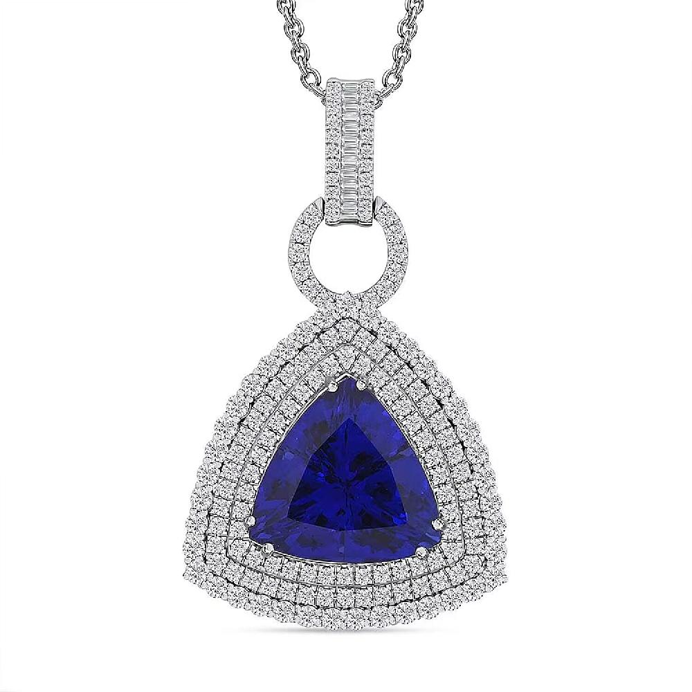 shop lc Chairman Vault Collection Certified & Appraised Rhapsody 950 Platinum AAAA Tanzanite and E-F VS Diamond Pendant Necklace 18 Inches 30.12 Grams 24.39 ctw