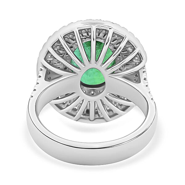 Shop Lc Chairman Vault Collection Certified & Appraised Rhapsody AAAA Kagem Zambian Emerald And E-F VS Diamond 5.40 Ctw Ring In 950 Platinum 14.40 Grams