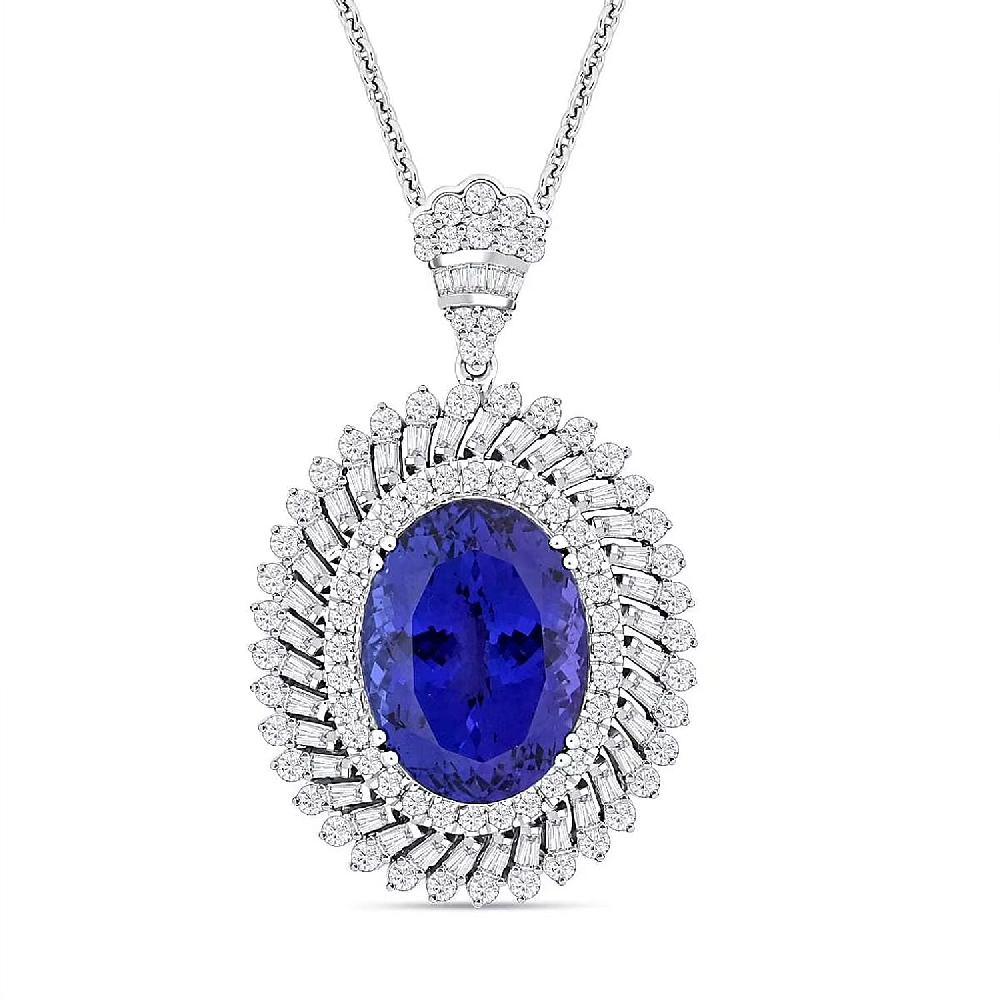 shop lc Chairman Vault Collection Certified & Appraised Rhapsody 950 Platinum AAAA Tanzanite and E-F VS Diamond Pendant Necklace 18 Inches 23.70 Grams 26.84 ctw