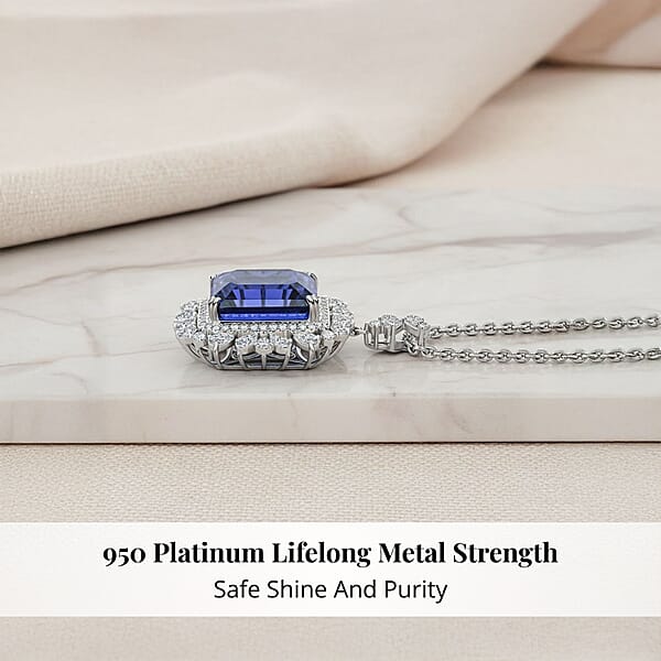 Shop Lc Chairman Vault Collection Certified & Appraised Rhapsody 950 Platinum AAAA Tanzanite And E-F VS Diamond Pendant Necklace 18 Inches 18.30 Grams 27.39 Ctw