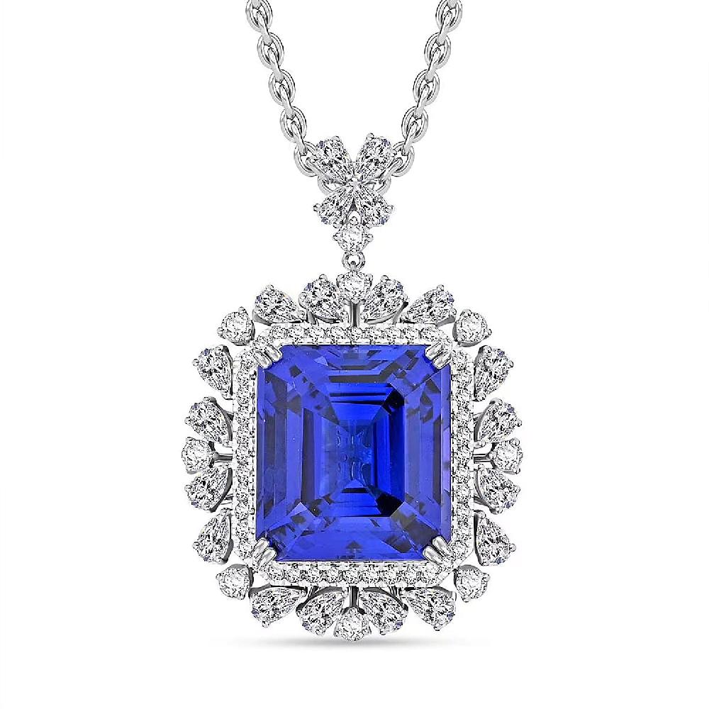 shop lc Chairman Vault Collection Certified & Appraised Rhapsody 950 Platinum AAAA Tanzanite and E-F VS Diamond Pendant Necklace 18 Inches 18.30 Grams 27.39 ctw