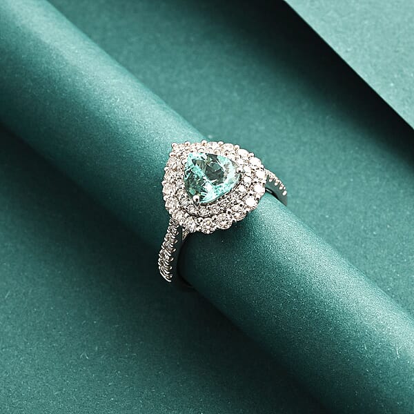 Shop Lc Chairman Vault Collection Certified & Appraised Rhapsody AAAA Paraiba Tourmaline And E-F VS Diamond 2.90 Ctw Ring In 950 Platinum 9.75 Grams