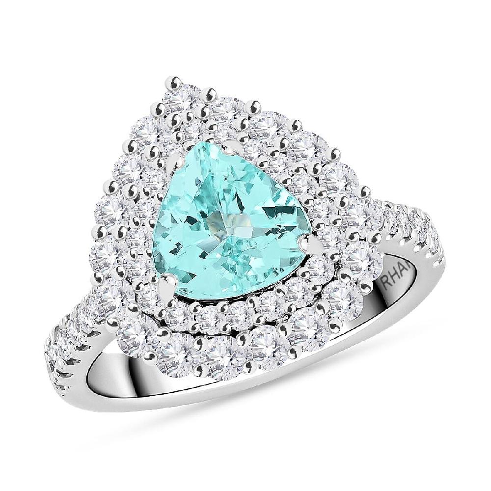 shop lc Chairman Vault Collection Certified & Appraised Rhapsody AAAA Paraiba Tourmaline and E-F VS Diamond 2.90 ctw Ring in 950 Platinum 9.75 Grams