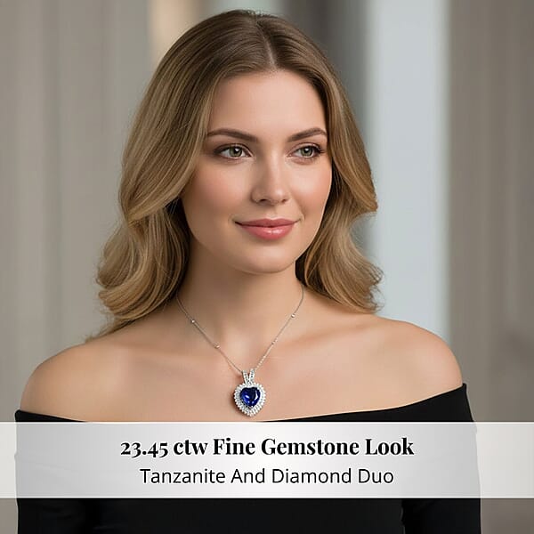 Shop Lc Chairman Vault Collection Certified & Appraised Rhapsody 950 Platinum AAAA Tanzanite And E-F VS Diamond Pendant Necklace 18 Inches 21.18 Grams 23.45 Ctw