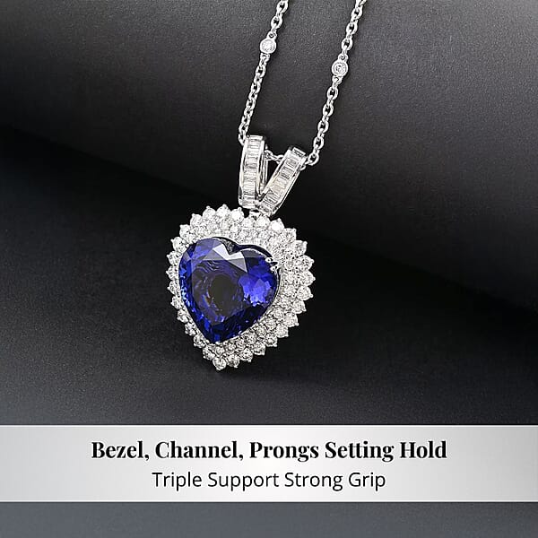 Shop Lc Chairman Vault Collection Certified & Appraised Rhapsody 950 Platinum AAAA Tanzanite And E-F VS Diamond Pendant Necklace 18 Inches 21.18 Grams 23.45 Ctw