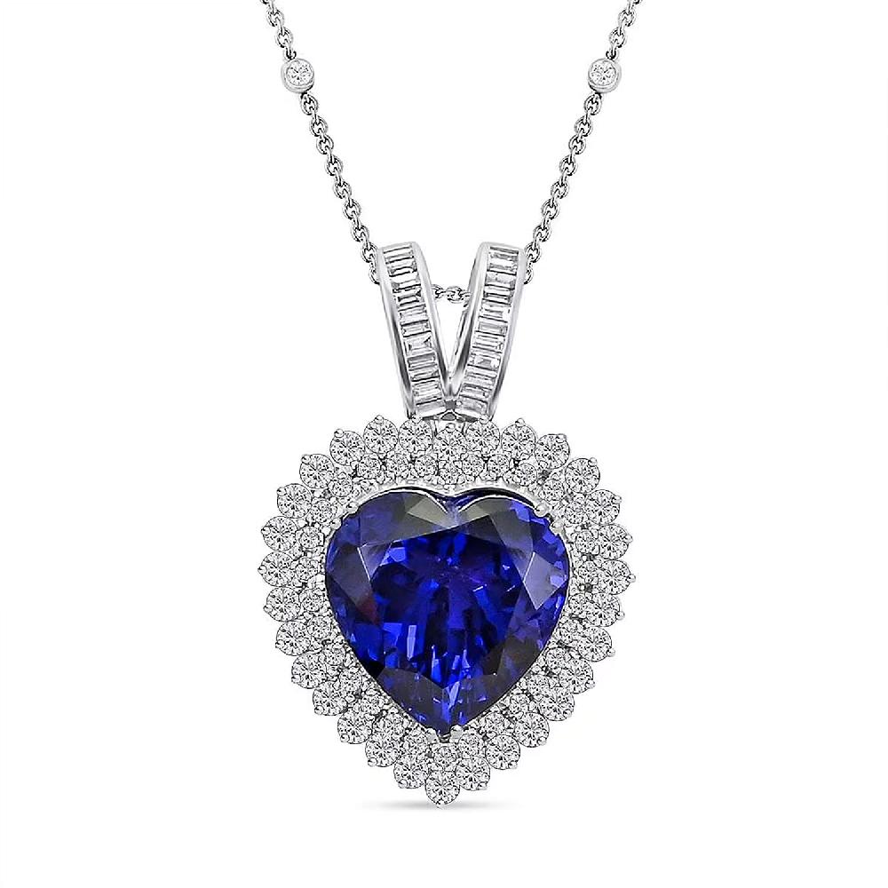 shop lc Chairman Vault Collection Certified & Appraised Rhapsody 950 Platinum AAAA Tanzanite and E-F VS Diamond Pendant Necklace 18 Inches 21.18 Grams 23.45 ctw