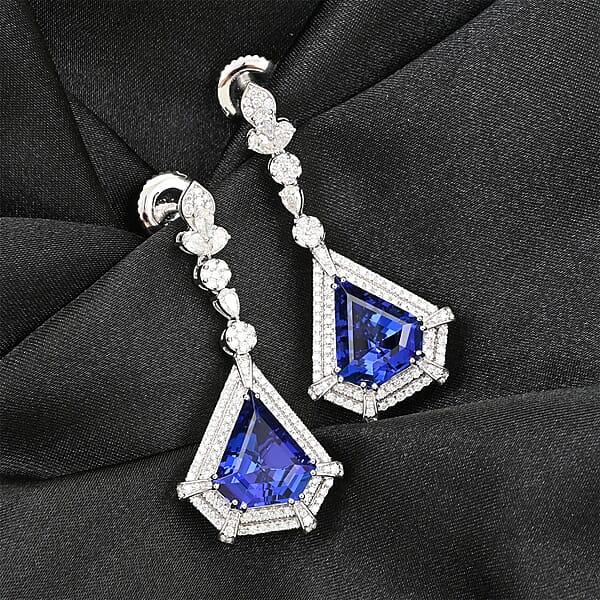 Shop Lc Chairman Vault Collection Certified & Appraised Rhapsody 950 Platinum AAAA Tanzanite And E-F VS Diamond Earrings 23.30 Grams 16.35 Ctw