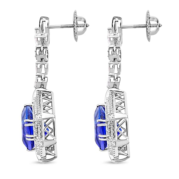 Shop Lc Chairman Vault Collection Certified & Appraised Rhapsody 950 Platinum AAAA Tanzanite And E-F VS Diamond Earrings 23.30 Grams 16.35 Ctw