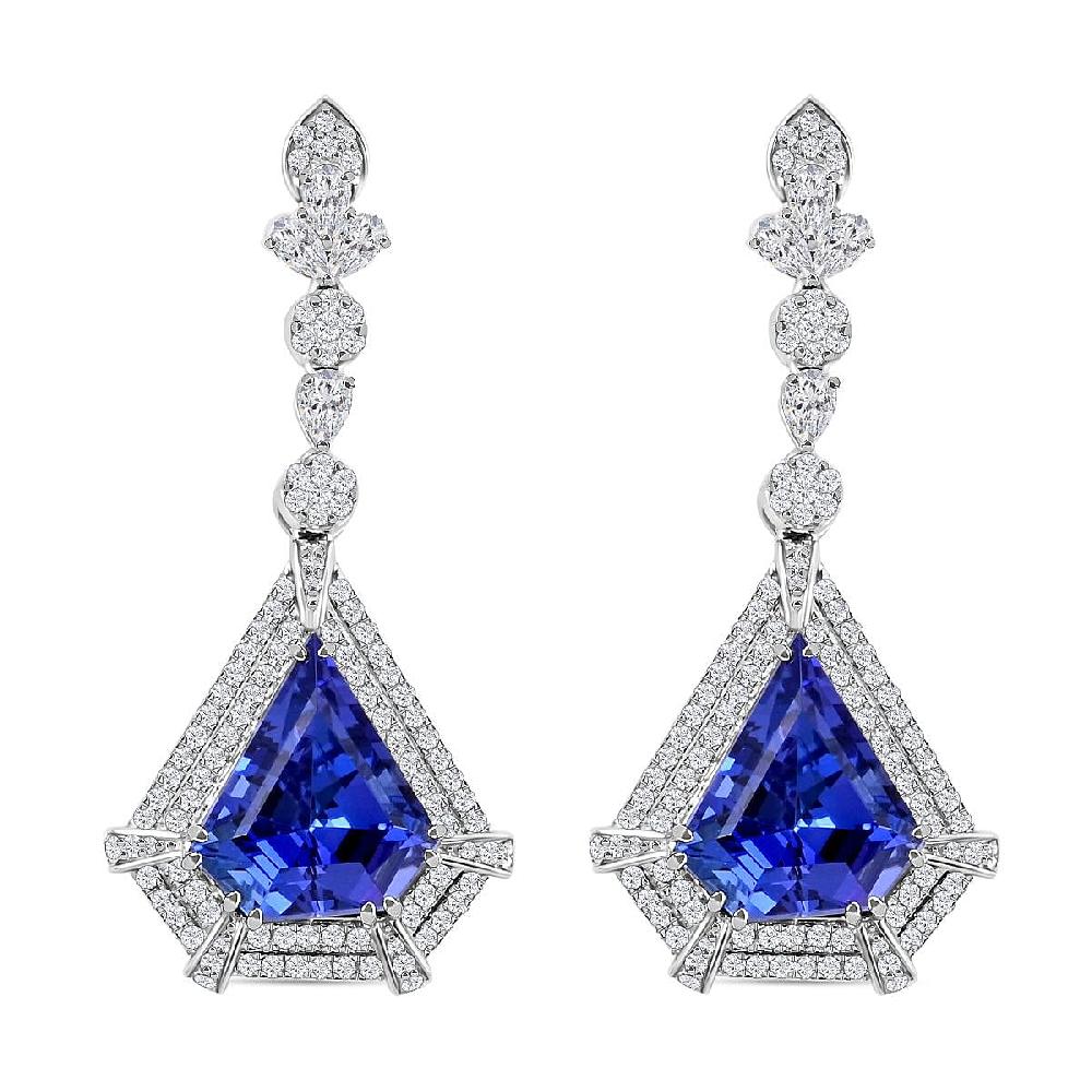 shop lc Chairman Vault Collection Certified & Appraised Rhapsody 950 Platinum AAAA Tanzanite and E-F VS Diamond Earrings 23.30 Grams 16.35 ctw