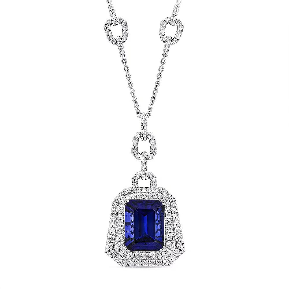shop lc Chairman Vault Collection Certified & Appraised Rhapsody 950 Platinum AAAA Tanzanite and E-F VS Diamond Pendant Necklace 18 Inches 47.35 Grams 26.07 ctw