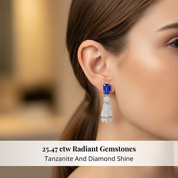Shop Lc Chairman Vault Collection Certified & Appraised Rhapsody 950 Platinum AAAA Tanzanite And E-F VS Diamond Earrings 37.15 Grams 25.47 Ctw