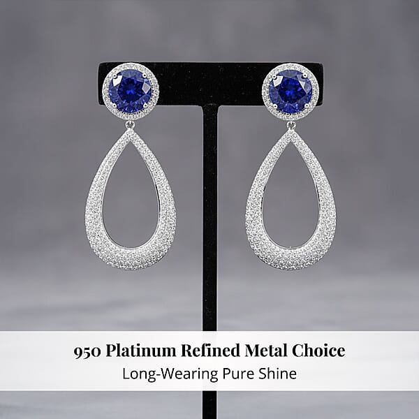 Shop Lc Chairman Vault Collection Certified & Appraised Rhapsody 950 Platinum AAAA Tanzanite And E-F VS Diamond Earrings 24.30 Grams 18.65 Ctw