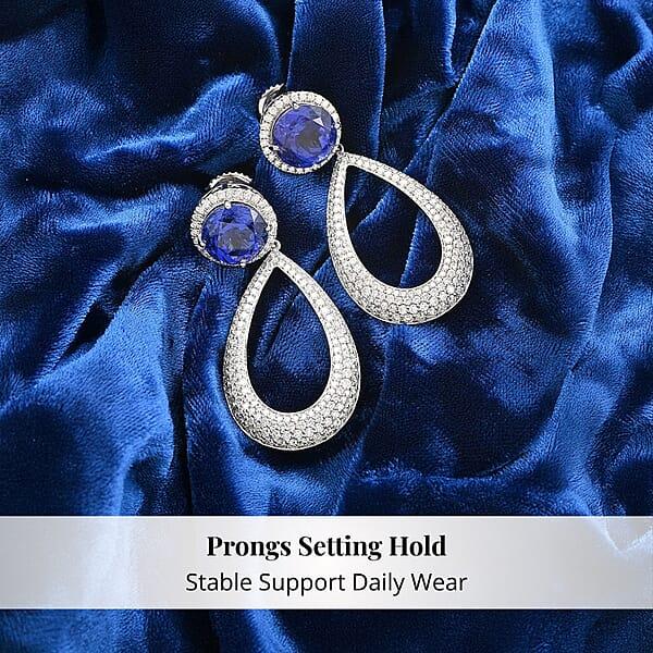 Shop Lc Chairman Vault Collection Certified & Appraised Rhapsody 950 Platinum AAAA Tanzanite And E-F VS Diamond Earrings 24.30 Grams 18.65 Ctw