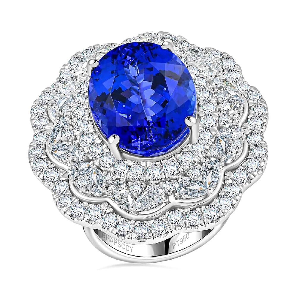 shop lc Chairman Vault Collection Certified & Appraised Rhapsody 950 Platinum AAAA Tanzanite and E-F VS Diamond Ring 27.50 Grams 20.10 ctw