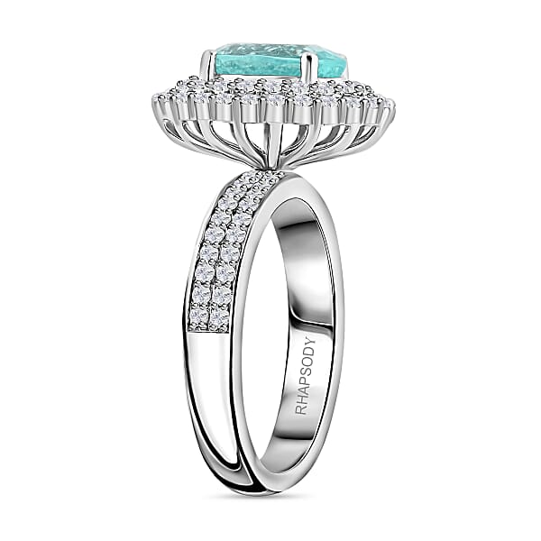 Shop Lc Chairman Vault Collection Certified & Appraised Rhapsody AAAA Paraiba Tourmaline And E-F VS Diamond 3.50 Ctw Ring In 950 Platinum 11.25 Grams