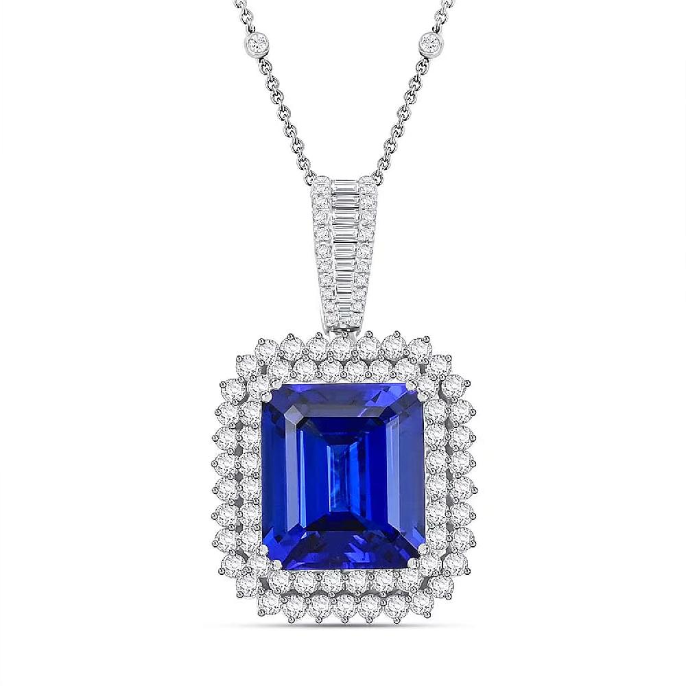shop lc Chairman Vault Collection Certified & Appraised Rhapsody 950 Platinum AAAA Tanzanite and E-F VS Diamond Pendant Necklace 18 Inches 20.25 Grams 21.53 ctw