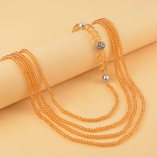 Shop Lc Champagne Austrian Crystal Beaded Necklace In Silvertone 42 Inches