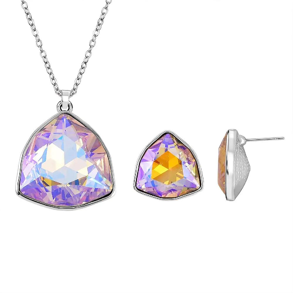 shop lc Champagne Magic Color Austrian Crystal Pendant Necklace and Earrings in Silvertone 20-22 Inches