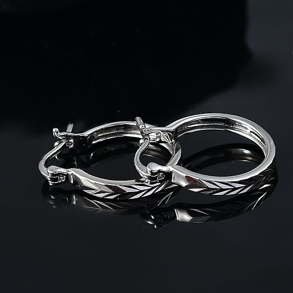 Shop Lc Chevron Hoop Earrings In 950 Palladium 2.20 Grams