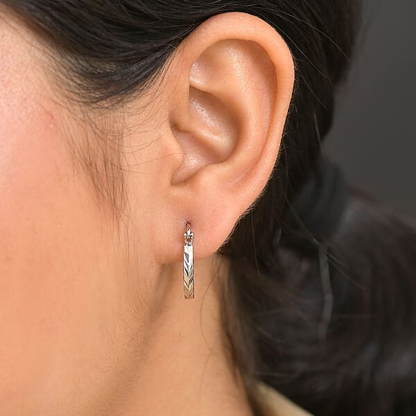Shop Lc Chevron Hoop Earrings In 950 Palladium 2.20 Grams