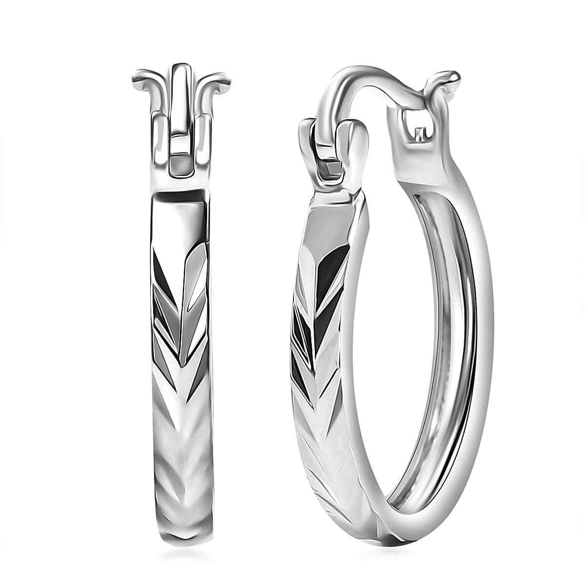 shop lc Chevron Hoop Earrings in 950 Palladium 2.20 Grams