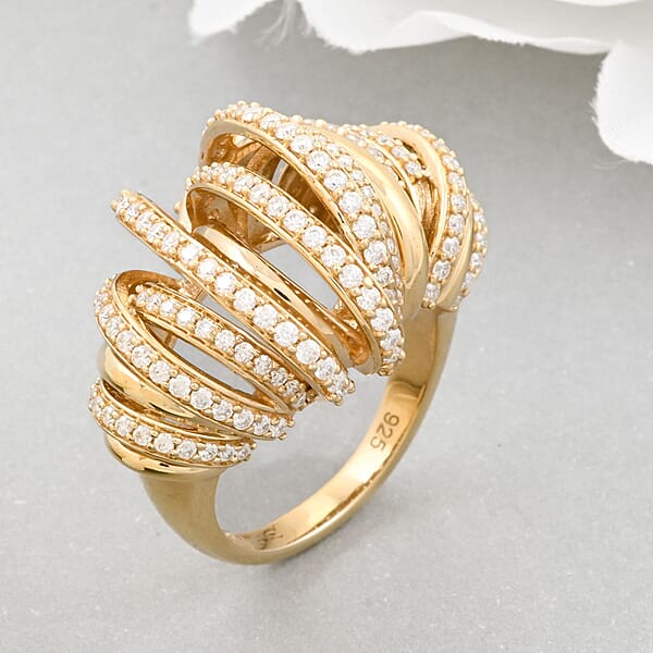 Shop Lc Clarte Dorma Collection Moissanite 1.30 Ctw Ring In Vermeil Yellow Gold Over Sterling Silver