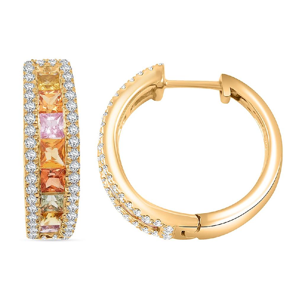 shop lc Clarte Prima Collection Multi Sapphire and Moissanite 2.90 ctw Earrings in 14K Yellow Gold Over Sterling Silver