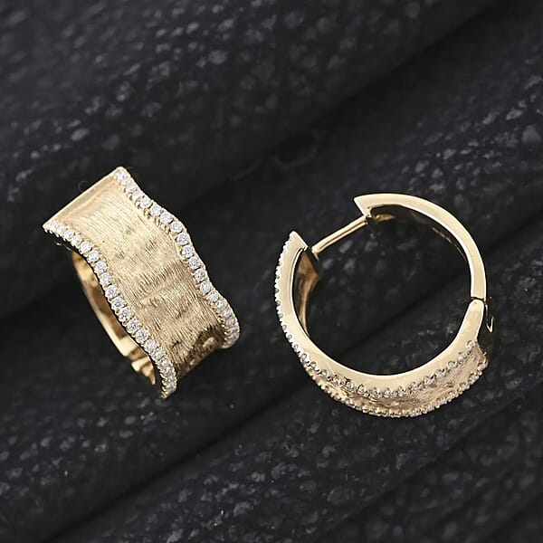 Shop Lc Clarte Sable Collection Moissanite Hoop Earrings In Vermeil Yellow Gold Over Sterling Silver 0.80 Ctw