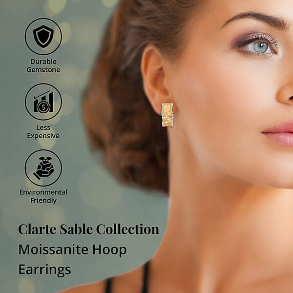 Shop Lc Clarte Sable Collection Moissanite Hoop Earrings In Vermeil Yellow Gold Over Sterling Silver 0.80 Ctw