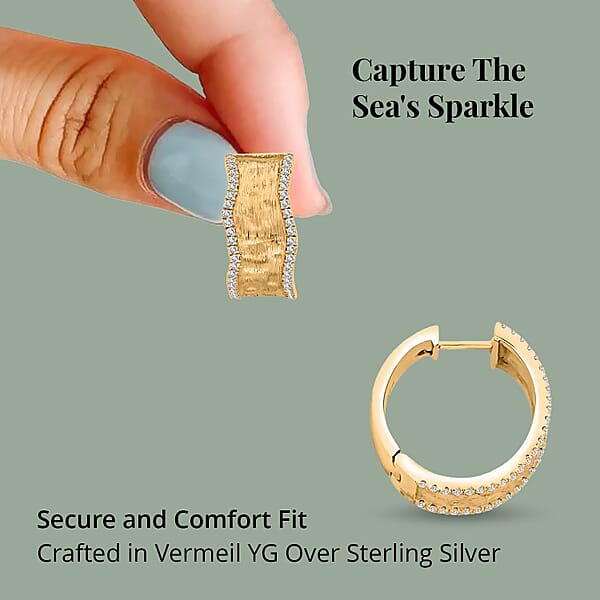 Shop Lc Clarte Sable Collection Moissanite Hoop Earrings In Vermeil Yellow Gold Over Sterling Silver 0.80 Ctw