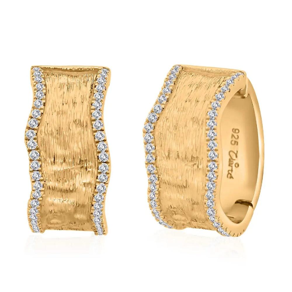 shop lc Clarte Sable Collection Moissanite Hoop Earrings in Vermeil Yellow Gold Over Sterling Silver 0.80 ctw