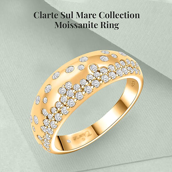 Shop Lc Clarte Sul Mare Collection Moissanite Ring In Vermeil Yellow Gold Over Sterling Silver 0.60 Ctw