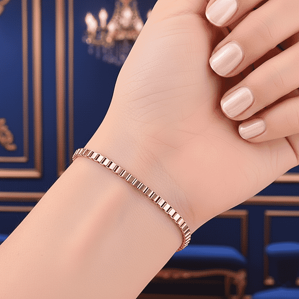 Shop Lc Classic Box Chain Bracelet In ION Plated RG Stainless Steel (7.0-8.0In)