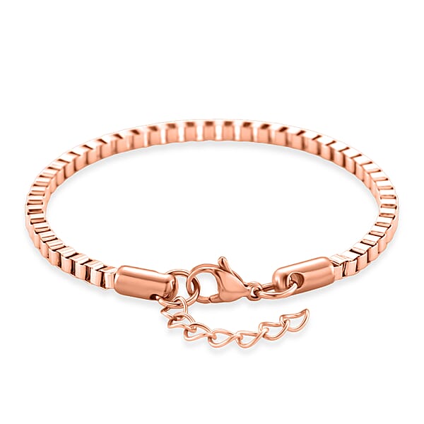 Shop Lc Classic Box Chain Bracelet In ION Plated RG Stainless Steel (7.0-8.0In)