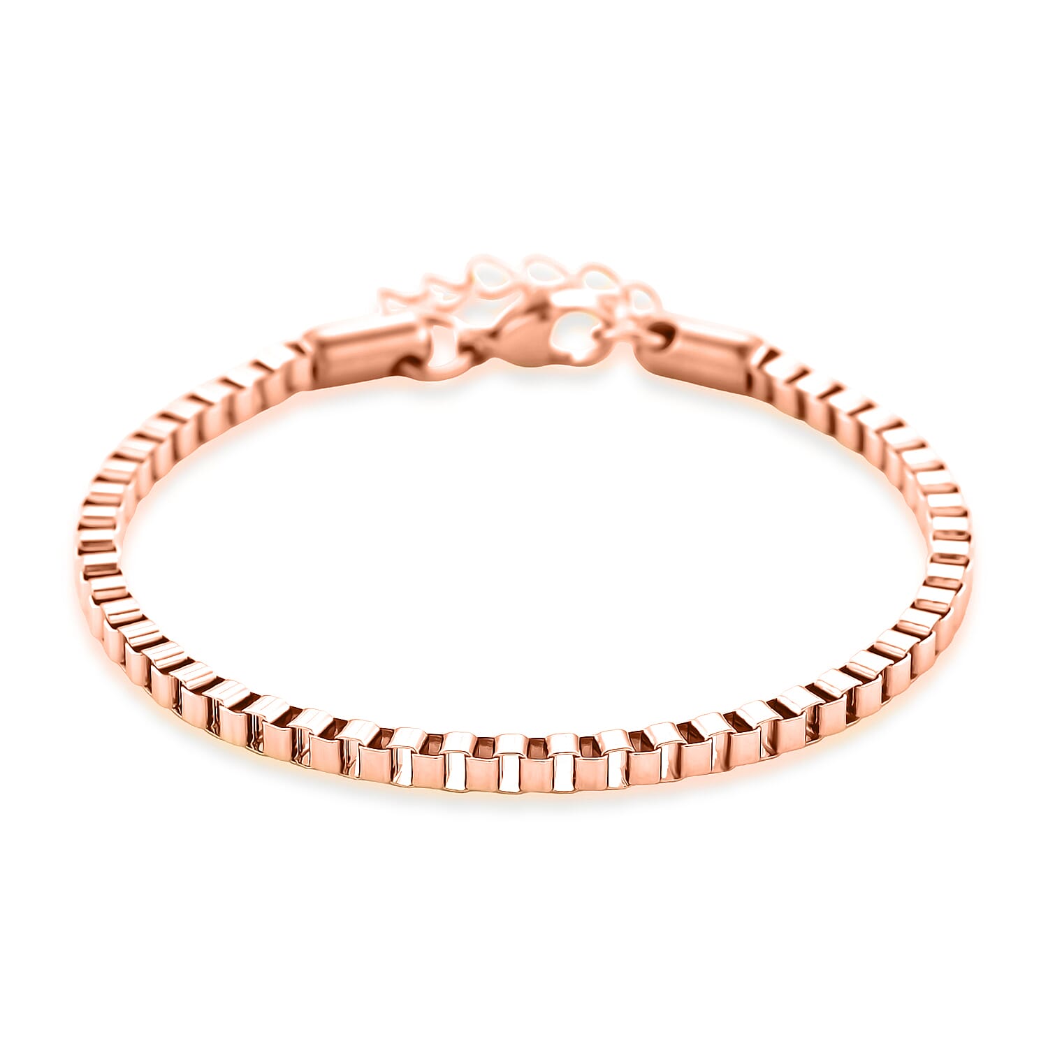 shop lc Classic Box Chain Bracelet in ION Plated RG Stainless Steel (7.0-8.0In)