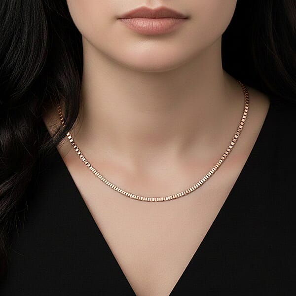 Shop Lc Classic Box Chain Necklace In ION Plated RG Stainless Steel (24-26 Inches)