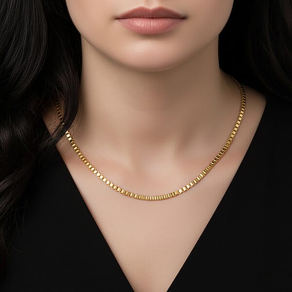 Shop Lc Classic Box Chain Necklace In ION Plated YG Stainless Steel (24-26 Inches)