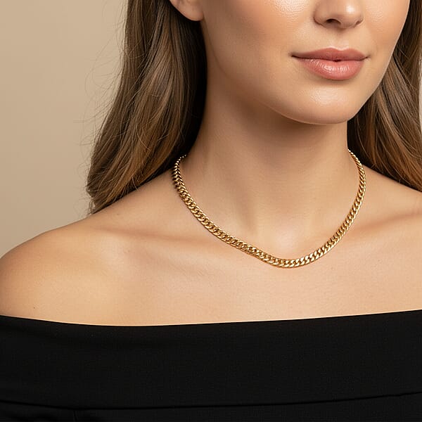 Shop Lc Classic Cuban Link Chain Necklace In ION Plated YG Stainless Steel 20-22 Inches