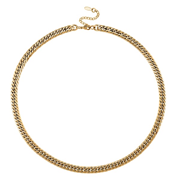 Shop Lc Classic Cuban Link Chain Necklace In ION Plated YG Stainless Steel 20-22 Inches