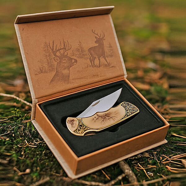 Shop Lc Closeout 4.75 Deer Folding Knife With Gift Box